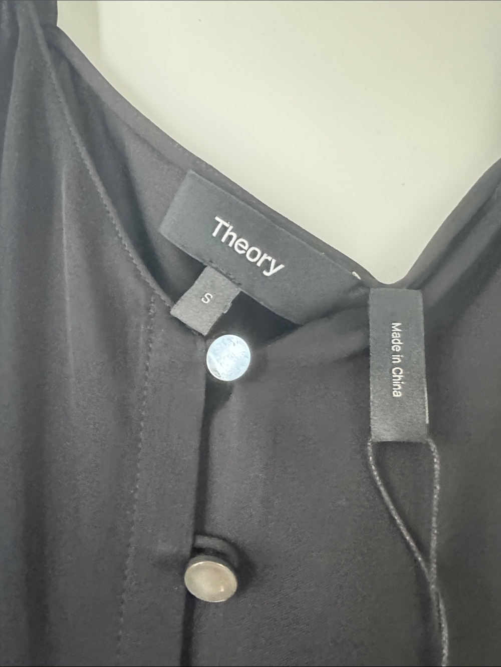 NWT 100% Silk Theory Black Ruffle-Strap Button-Front Camisole - Picture 3 of 3
